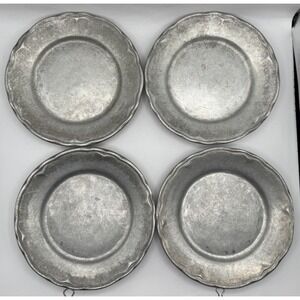 Set of 4 Vintage Restaurant Bon Chef Pewter Aluminum 8" Salad Plate